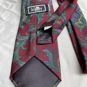 Kilsby Mens Necktie Paisley Print Silk Red